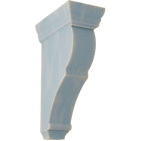 Ekena Millwork 2"W x 4 1/2"D x 8"H Small Rojas Wood Vintage Decor Corbel, Driftwood Blue CORWD02X04X08RJBU